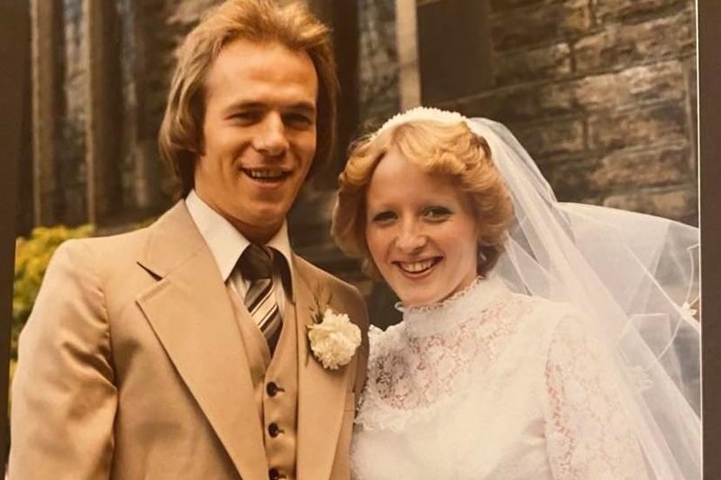 Deborah Dand and David Derbyshire pictured on their wedding day on August 25th, 1979, at Padiham Unitarian Church