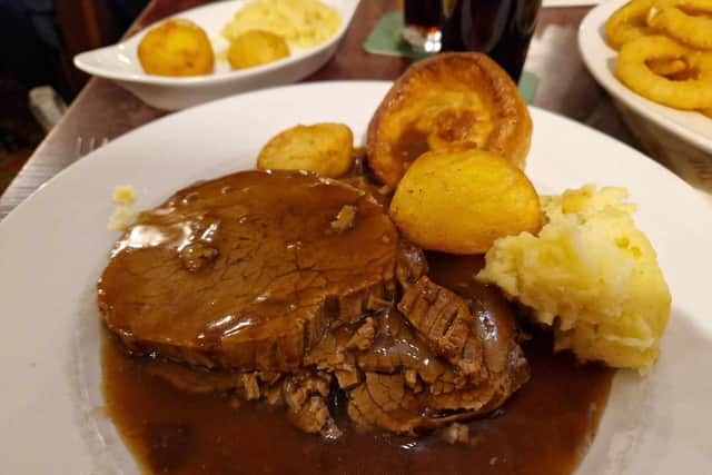 Roast beef and Yorkshire pudding from the specials board at The Glen View Inn at Todmorden