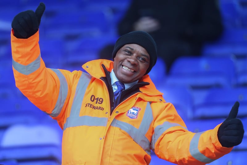 A steward poses for a photograph

The Emirates FA Cup Fourth Round - Ipswich Town v Burnley - Saturday 28th January 2023 - Portman Road - Ipswich