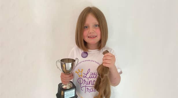 Florence Whitehead (six) donated 11-and-a-half inches of her hair to the Little Princess Trust and also raised £1,229 for the charity that makes wigs for children with cancer