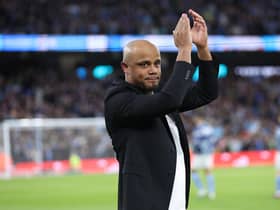 MANCHESTER, ENGLAND - MARCH 18: Vincent Kompany, Manager of Burnley, applauds the fans prior to the Emirates FA Cup Quarter Final match between Manchester City and Burnley at Etihad Stadium on March 18, 2023 in Manchester, England. (Photo by Clive Brunskill/Getty Images)