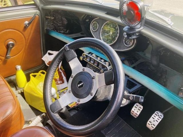 The interior of a classic Mini - how technology has changed. 0-60 in a week! But so much fun to drive