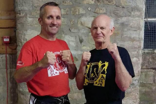 Allan Clarkin (right) with gym member Stuart Gervaise