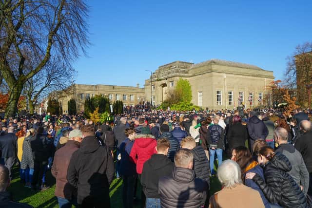 The people or Burnley gathering to pay their respects at last year's Remembrance Sunday