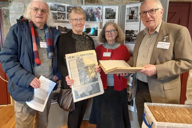 Burnley Civic Trust members Roger Frist MBE, Anne Cochrane, Susan Barker and Edward Walton at the Finsley Gate Wharf in Burnley