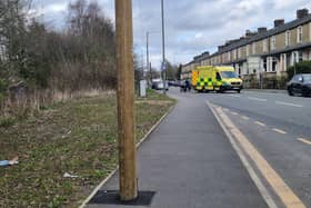 Police close off Accrington Road in Burnley following a road collision.
