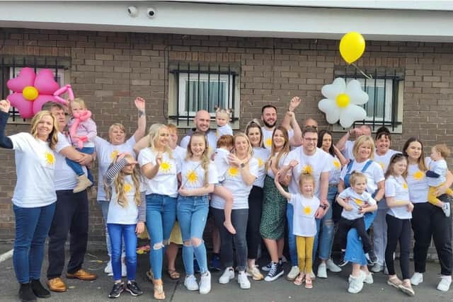 Family and friends gather for the balloon release in memory of Burnley's Danielle Harker