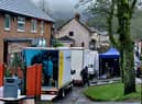 Film crews for Sky show Brassic were in Newchurch, Rossendale, today