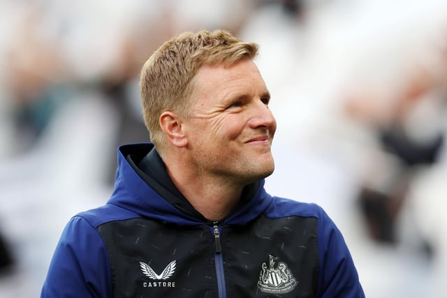 NEWCASTLE UPON TYNE, ENGLAND - MAY 16: Eddie Howe, Manager of Newcastle United looks on prior to the Premier League match between Newcastle United and Arsenal at St. James Park on May 16, 2022 in Newcastle upon Tyne, England. (Photo by Ian MacNicol/Getty Images)
