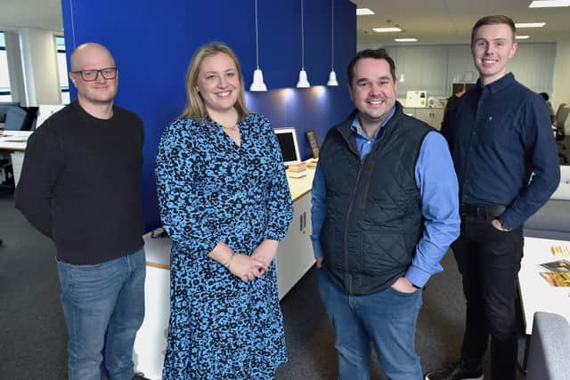 Dave Walker, Founder and MD of  24, thrid right, with far left, Rik Holden, Head of Creative, Hannah Emmett, Financial Controller and Head of Marketing Sam Keenan