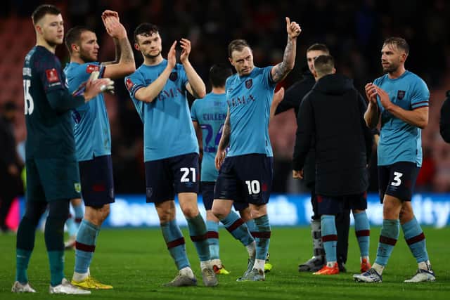 BOURNEMOUTH, ENGLAND - JANUARY 07:  Ashley Barnes of AFC Bournemouth applauds the fans after the Emirates FA Cup Third Round match between AFC Bournemouth v Burnley at Vitality Stadium on January 07, 2023 in Bournemouth, England. (Photo by Michael Steele/Getty Images)
