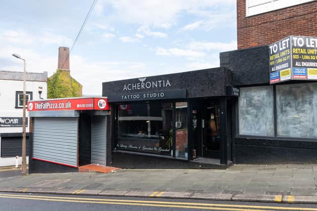Exterior of Acherontia Tattoo Studio in Hall Street, Burnley. Photo: Kelvin Stuttard