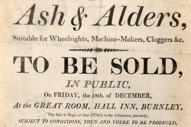 A Bill of Sale of December, 1812. Local landowners, including the Towneley’s sold timber to local businesses – wheelwrights, machine makers, clogger’s etc – at sales held at local public houses. This sale was at the Hall Inn, which was owned by the Towneley’s, and was arranged by the Towneley agent, Edward Lovat.