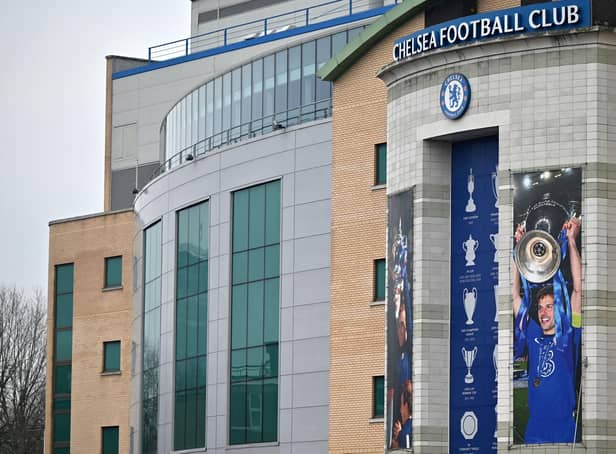 A general view shows Chelsea's Stamford Bridge stadium in London on March 3, 2022. - Chelsea's billionaire Russian owner Roman Abramovich made the "incredibly difficult" decision to sell the Premier League club, pledging that proceeds would go to victims of the war in Ukraine. The billionaire, alleged to have close links to Russian President Vladimir Putin, believes it is in the "best interest" of the Champions League holders if he parts ways with the club he has transformed since he bought it in 2003. (Photo by JUSTIN TALLIS / AFP) (Photo by JUSTIN TALLIS/AFP via Getty Images)