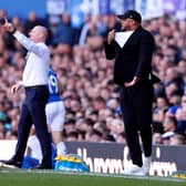 LIVERPOOL, ENGLAND - APRIL 06: Vincent Kompany, Manager of Burnley, gestures during the Premier League match between Everton FC and Burnley FC at Goodison Park on April 06, 2024 in Liverpool, England. (Photo by Jan Kruger/Getty Images) (Photo by Jan Kruger/Getty Images)
