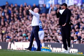 LIVERPOOL, ENGLAND - APRIL 06: Vincent Kompany, Manager of Burnley, gestures during the Premier League match between Everton FC and Burnley FC at Goodison Park on April 06, 2024 in Liverpool, England. (Photo by Jan Kruger/Getty Images) (Photo by Jan Kruger/Getty Images)