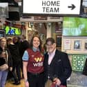 Burnley FC  owner Alan Pace with Royal Dyche landlady Justine Bedford during his surprise visit to the pub ahead of Saturday's game