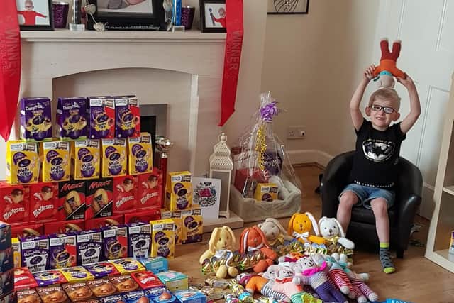 George with some of the Easter eggs he collected last year