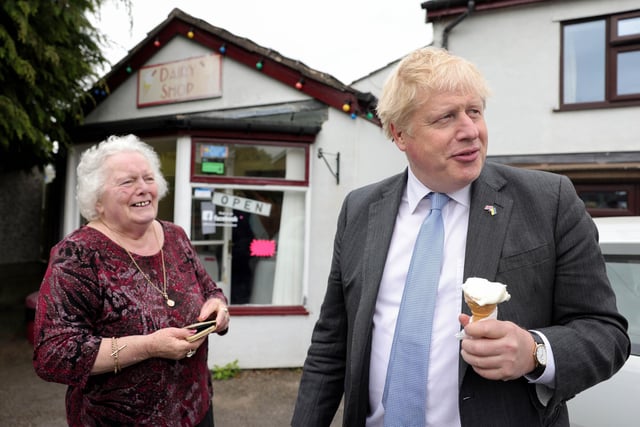 Boris Johnson was on the local election campaign trail at Robinsons The Dairy Shop in Leyland. Picture by Andrew Parsons CCHQ / Parsons Media