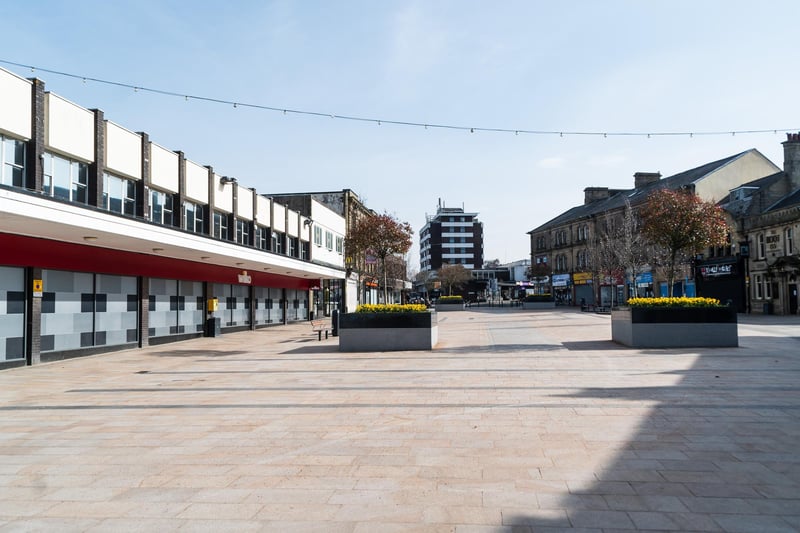 Burnley Town Centre is largely empty during the coronavirus crisis. Photo: Kelvin Stuttard:.