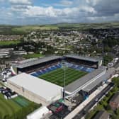 BURNLEY, ENGLAND - AUGUST 11: An aerial view of Turf Moor stadium before the Premier League match between Burnley FC and Manchester City  on August 11, 2023 in Burnley, England. (Photo by Michael Regan/Getty Images)