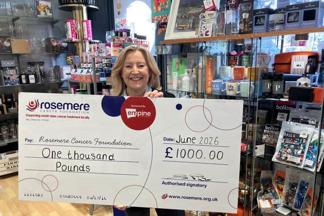 Andrea Pinder, owner of Barrowford's Presentation Cards and Gifts is a charity champ, raising thousands for good causes through a free gift wrapping service at her shop and also by taking part in sponsored bike rides