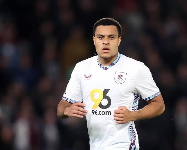 HULL, ENGLAND - OCTOBER 23: CJ Egan-Riley of Burnley looks on during the Sky Bet Championship match between Hull City AFC and Burnley FC at MKM Stadium on October 23, 2024 in Hull, England. (Photo by George Wood/Getty Images)