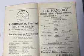 The programme from Burnley’s February 1926 home game against Manchester United