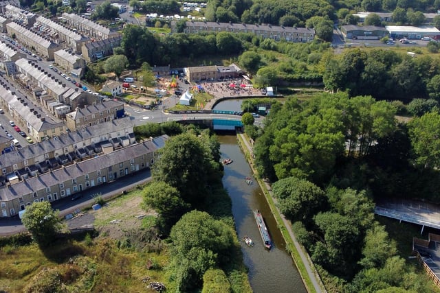 Drone shot of the Leeds and Liverpool Canal