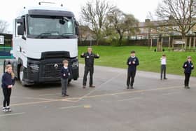 Children at St James' Primary School Lanehead were given road safety lessons from Spillard Safety Systems and JDS Trucks