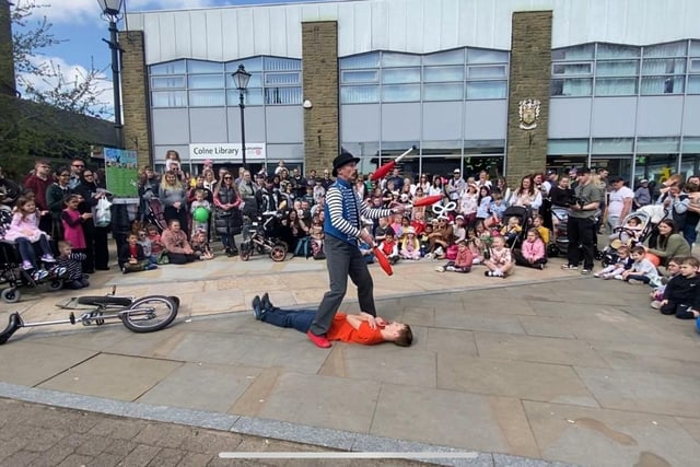 A juggler at the Easter in Colne event