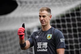 BURNLEY, ENGLAND - JANUARY 25: Joe Hart of Burnley FC reacts during the FA Cup Fourth Round match between Burnley FC and Norwich City at Turf Moor on January 25, 2020 in Burnley, England. (Photo by Gareth Copley/Getty Images)