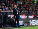 BURNLEY, ENGLAND - APRIL 06: Sean Dyche, Manager of Burnley reacts during the Premier League match between Burnley and Everton at Turf Moor on April 06, 2022 in Burnley, England. (Photo by Clive Brunskill/Getty Images)