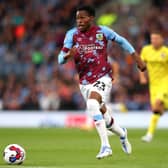 BURNLEY, ENGLAND - AUGUST 30: Nathan Tella of Burnley during the Sky Bet Championship between Burnley and Millwall at Turf Moor on August 30, 2022 in Burnley, England. (Photo by Alex Livesey/Getty Images)