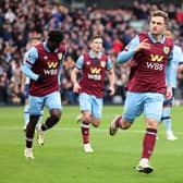 BURNLEY, ENGLAND - MARCH 16: Jacob Bruun Larsen of Burnley celebrates scoring his team's first goal during the Premier League match between Burnley FC and Brentford FC at Turf Moor on March 16, 2024 in Burnley, England. (Photo by Matt McNulty/Getty Images)