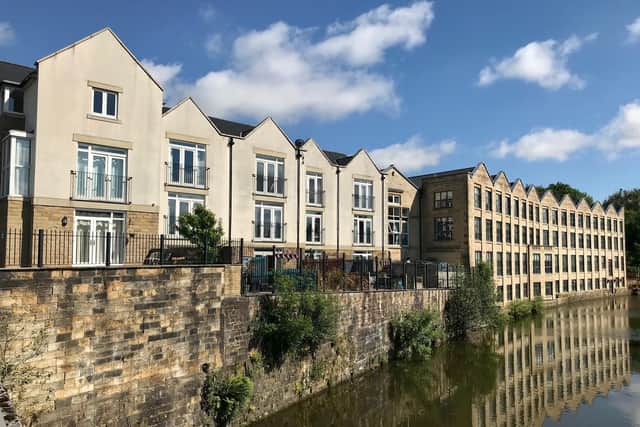 New homes in old and new buildings overlooking the Leeds and Liverpool Canal in Brierfield. These are near the Northlight mill redevelopment.