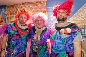 The Three Ugly Sisters (Mark Capstick, Simon Capstick and Ciaron Fitzpatrick) will be strutting their stuff in the Sabden Village Folk production of Cinderella