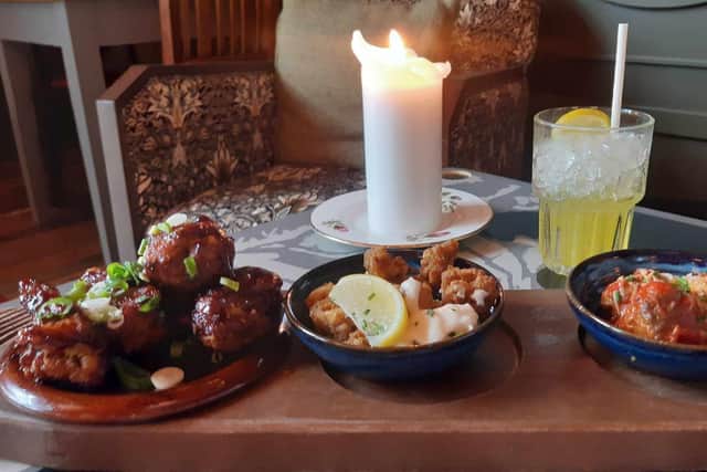 Tapas at Icaro Lounge in Burnley includes salt and pepper squid with roasted garlic mayo, meatball marinara (beef and pork meatballs in a rich tomato and pepper sauce, with veggie parmesan), and maple BBQ fried chicken wings.