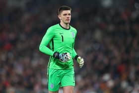 LONDON, ENGLAND - MARCH 29: Nick Pope of England during the international friendly match between England and Cote D'Ivoire at Wembley Stadium on March 29, 2022 in London, England. (Photo by Catherine Ivill/Getty Images)