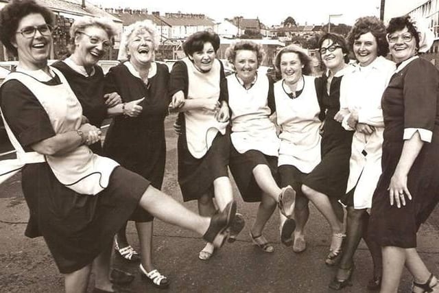 Canteen girls at Main Gas celebrate after winning £3,000 in 1982