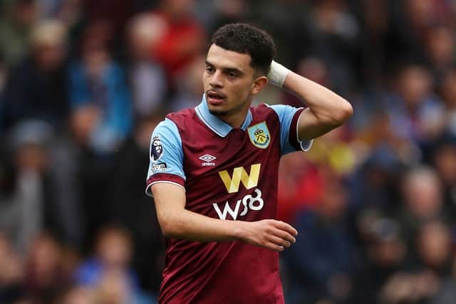 BURNLEY, ENGLAND - AUGUST 27: Zeki Amdouni of Burnley reacts after a missed chance during the Premier League match between Burnley FC and Aston Villa at Turf Moor on August 27, 2023 in Burnley, England. (Photo by Lewis Storey/Getty Images)