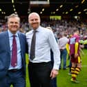 LONDON, ENGLAND - MAY 07:  Chairman Mike Garlick and Sean Dyche, Manager of of Burnley after the Sky Bet Championship between Charlton Athletic and Burnley at the Valley on May 7, 2016 in London, United Kingdom.  (Photo by Justin Setterfield/Getty Images)