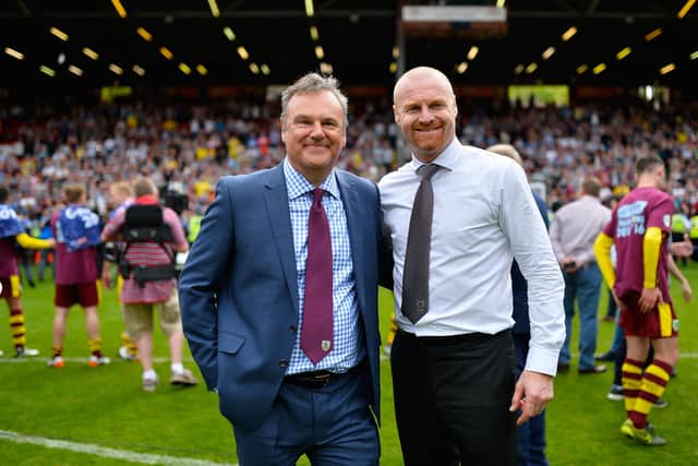 LONDON, ENGLAND - MAY 07:  Chairman Mike Garlick and Sean Dyche, Manager of of Burnley after the Sky Bet Championship between Charlton Athletic and Burnley at the Valley on May 7, 2016 in London, United Kingdom.  (Photo by Justin Setterfield/Getty Images)