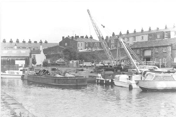 Finsley Gate Boatyard, Burnley c1975. Credit: Lancashire County Council