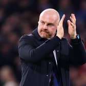 BURNLEY, ENGLAND - DECEMBER 16: Sean Dyche, Manager of Everton, greets the fans prior to the Premier League match between Burnley FC and Everton FC at Turf Moor on December 16, 2023 in Burnley, England. (Photo by Marc Atkins/Getty Images)