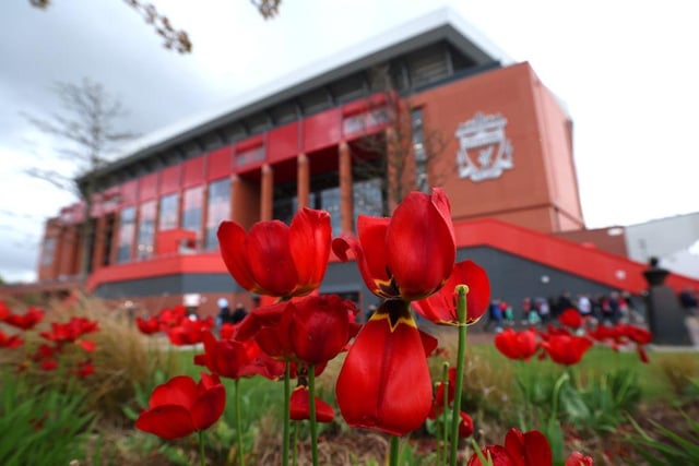 LIVERPOOL, ENGLAND - MAY 06: A general view outside the stadium prior to the Premier League match between Liverpool FC and Brentford FC at Anfield on May 06, 2023 in Liverpool, England. (Photo by Alex Livesey/Getty Images)