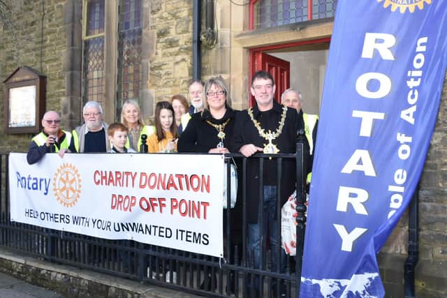 Volunteers and Clitheroe rotarians at the Ukraine aid collection
