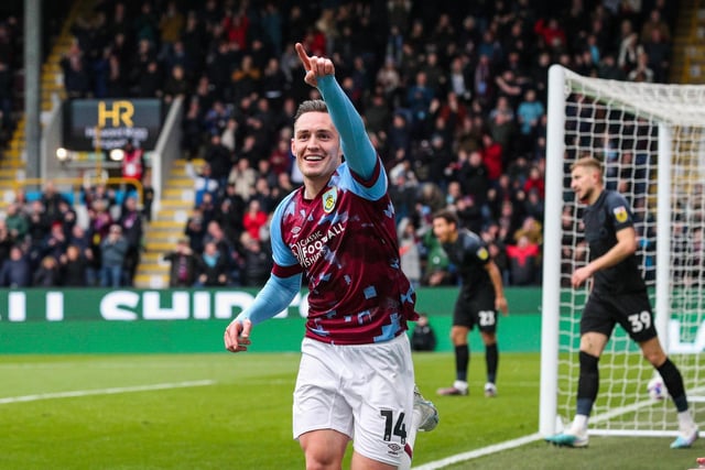 Burnley's Connor Roberts celebrates scoring his side's second goal 

The EFL Sky Bet Championship - Burnley v Huddersfield Town - Saturday 25th February 2023 - Turf Moor - Burnley
