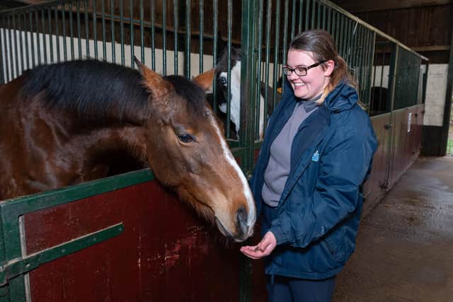 Lauren Fell, Equine Events and Activities Coordinator, with Rose at HAPPA, Briercliffe, Lancashire. Photo: Kelvin Lister-Stuttard