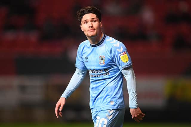 BRISTOL, ENGLAND - FEBRUARY 22: Callum O'Hare of Coventry City looks on during the Sky Bet Championship match between Bristol City and Coventry City at Ashton Gate on February 22, 2022 in Bristol, England. (Photo by Harry Trump/Getty Images)
